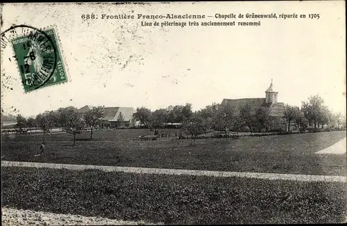 Ak Grünenwald Territoire de Belfort, Frontiere Franco Alsacienne, Chapelle