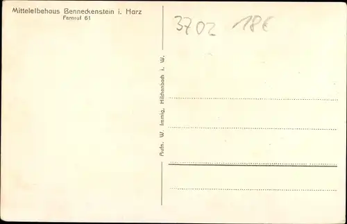 Ak Benneckenstein Oberharz am Brocken, Mittelelbehaus