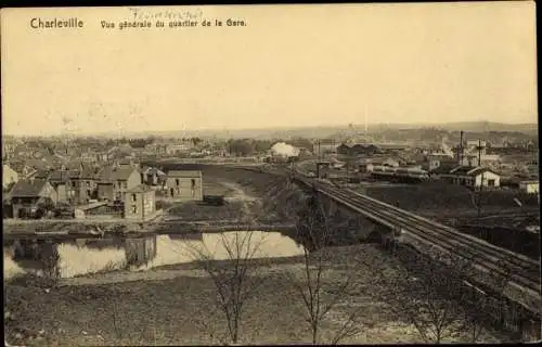 Ak Charleville Mézières Ardennes, Vue générale du quartier de la Gare