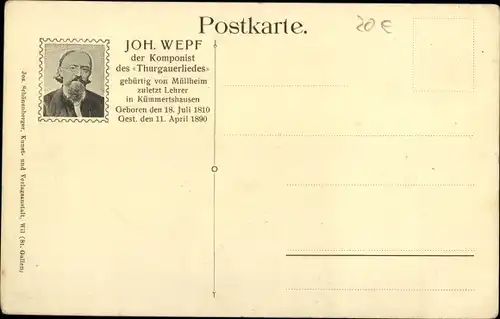 Lied Ak Der Thurgau, Komponist Joh. Wepf., Diessenhofen, Schloss Gottlieben