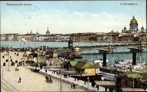 Ak Sankt Petersburg Russland, Nikolaewski Most, Nikolausbrücke