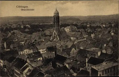 Ak Göttingen in Niedersachsen, Totalansicht, Kirchturm