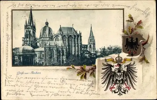Präge Wappen Passepartout Ak Aachen in Nordrhein Westfalen, Der Dom
