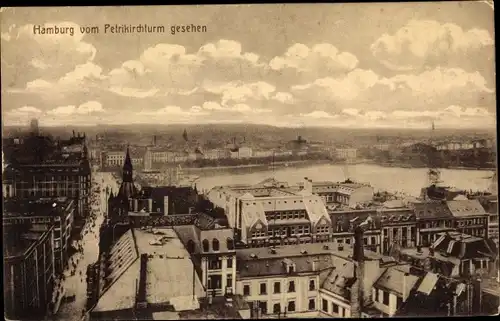 Ak Hamburg, Panorama vom Petrkirchturm aus gesehen