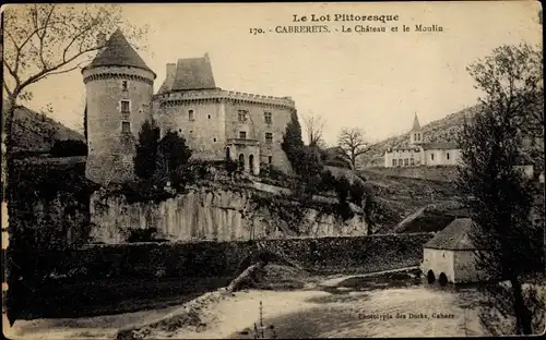 Ak Cabrerets Lot, Château et le Moulin