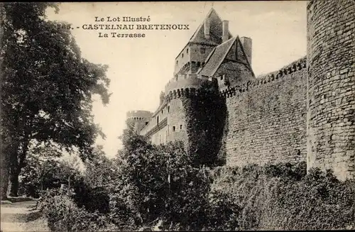 Ak Castelnau Bretenoux Lot, Château, la Terrasse