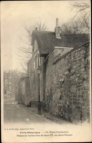 Ak Paris XVIII. Arrondissement Buttes-Montmartre, Paris Historique, Maison, Henri IV, Saint Vincent