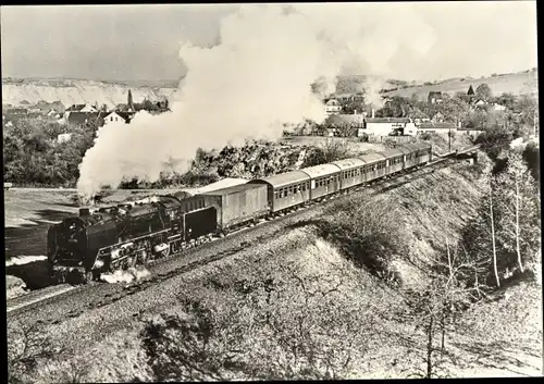 Ak Deutsche Eisenbahn, Dampflokomotive im Einsatz, Baureihe 01.2, Lok 01 118, P 3023, Krölpa Ranis