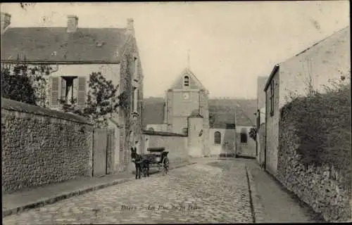 Ak Bures sur Yvette Essonne, La Rue de la Gare, Eselskutsche