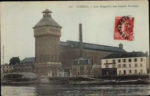 Ak Corbeil Essonne, Les Magasins des Grands Moulins