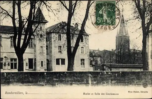 Ak Rambervillers Lothringen Vosges, Ecoles et Salle des Conferences