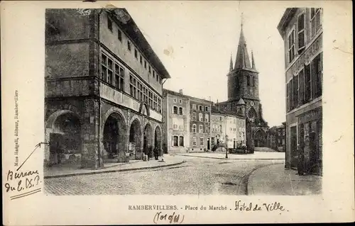 Ak Rambervillers Lothringen Vosges, Place du Marché, Eglise