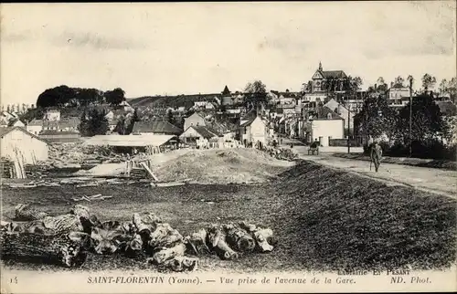 Ak Saint Florentin Yonne, Vue prise de l'avenue de la Gare