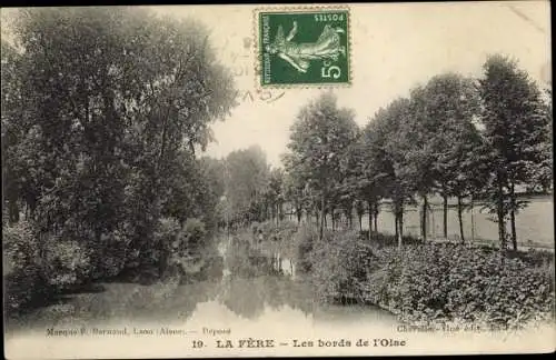 Ak La Fere Aisne, Les bords de l'Oise