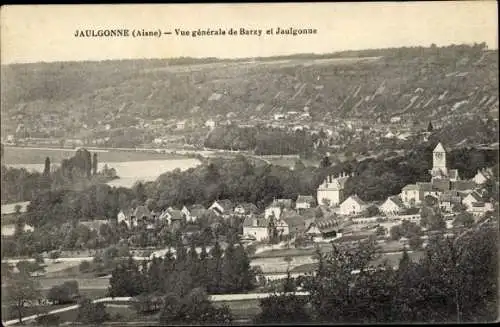 Ak Jaulgonne Aisne, Vue générale de Barzy et Jaulgonne
