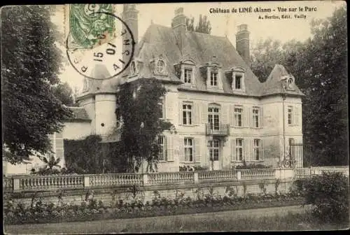 Ak Limé Aisne, Chateau, vue sur le Parc