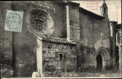 Ak Auvillars Tarn et Garonne, Église du Port