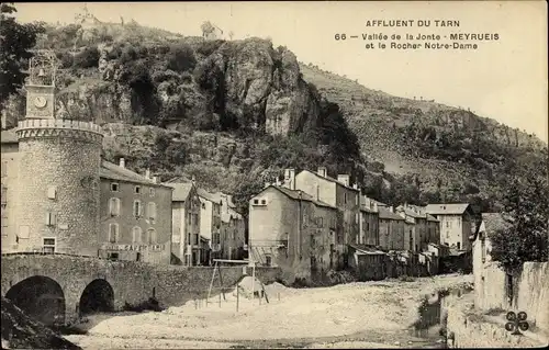 Ak Meyrueis Lozère, Vallée de la Jonte, Rocher Notre Dame