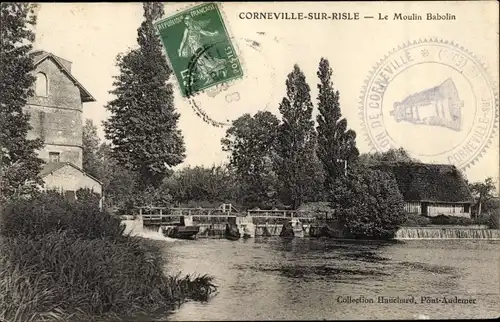 Ak Corneville sur Risle Eure, Le Moulin Babolin, Wehr