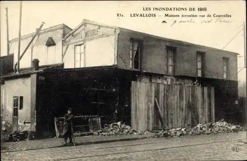 Ak Levallois Perret Hauts de Seine, Inondations de 1910, Maisons ecroulees rue de Courcelles