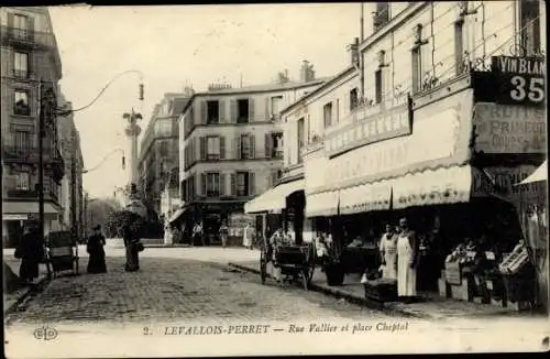 Ak Levallois Perret Hauts de Seine, Rue Vallier, Place Chaptal