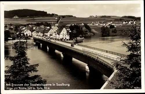 Ak Saalburg Ebersdorf in Thüringen, Am Stausee der Saaletalsperre, Brückenpartie