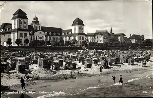 Ak Seebad Binz auf Rügen, Kurhaus und Strand