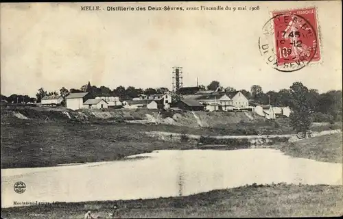 Ak Melle Deux Sèvres, Distillerie avant l'incendie du 9 mai 1908