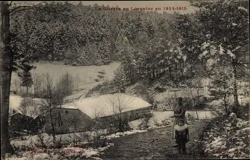 Ak Lothringen Vosges, Ferme au Col de la Chipotte, Frau, Kind