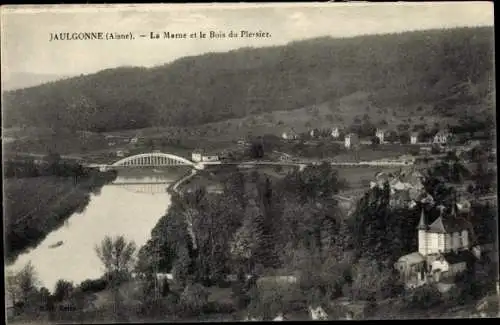 Ak Jaulgonne Aisne, La Marne et le Bois du Plessier