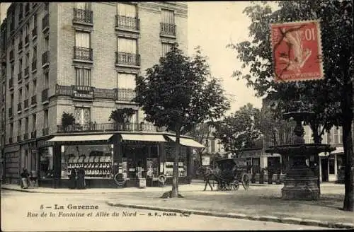 Ak La Garenne Hauts de Seine, Rue de la Fontaine, Allée du Nord