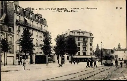 Ak Nogent sur Marne Val-de-Marne, Avenue de Vincennes et Place Félix Faure