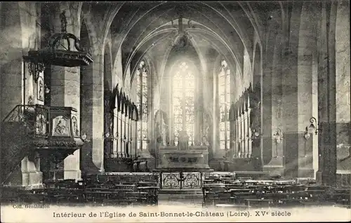 Ak Saint Bonnet le Chateau Loire, Intérieur de l'Église