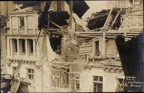 Ak Berlin Mitte, Alte Schützenstraße, Straßenkämpfe, Generalstreik 1919, zerstörtes Wohnhaus