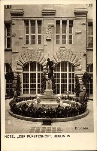 Ak Berlin Tiergarten, Hotel Der Fürstenhof, Brunnen