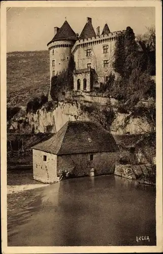 Ak Cabrerets Lot, Château et le moulin