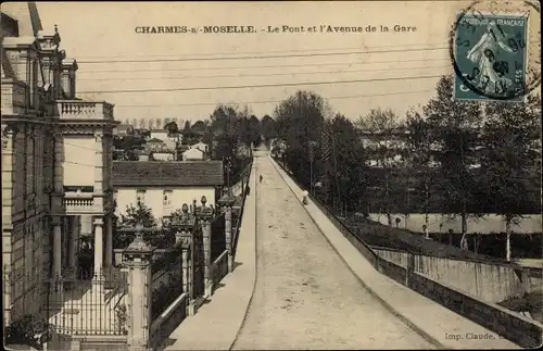 Ak Charmes sur Moselle Lothringen Vosges, Pont et Avenue de la Gare