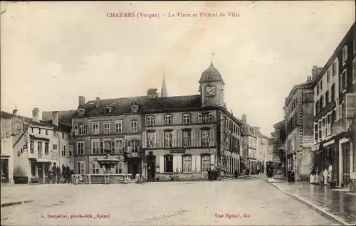 Ak Charmes sur Moselle Lothringen Vosges, La Place et l'Hotel de Ville