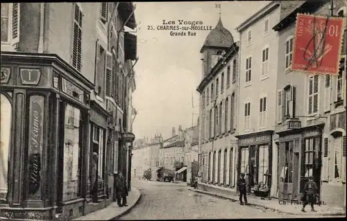 Ak Charmes sur Moselle Lothringen Vosges, Grande Rue, Geschäfte