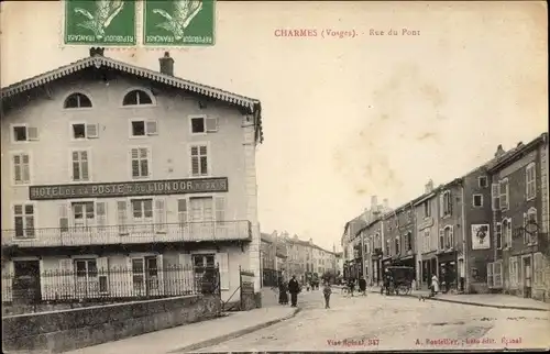 Ak Charmes sur Moselle Lothringen Vosges, Rue du Pont, Hotel de la Poste e du Lion d'Or