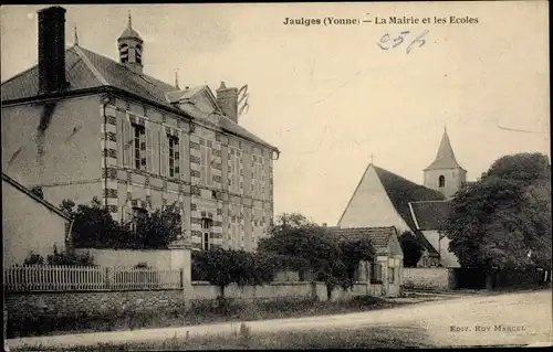 Ak Jaulges Yonne, La Mairie et les Écoles