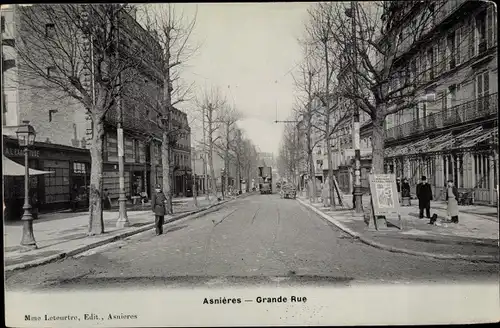 Ak Asnières sur Seine Hauts de Seine, Grande Rue