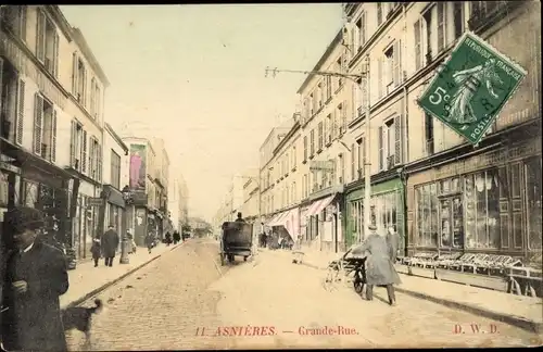 Ak Asnières sur Seine Hauts de Seine, Grande Rue