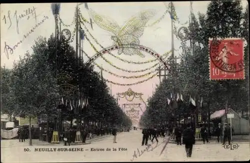 Ak Neuilly sur Seine Hauts de Seine, Entrée de la Fete