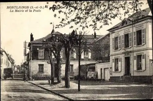 Ak Montlignon Val-d’Oise, La Mairie et la Poste