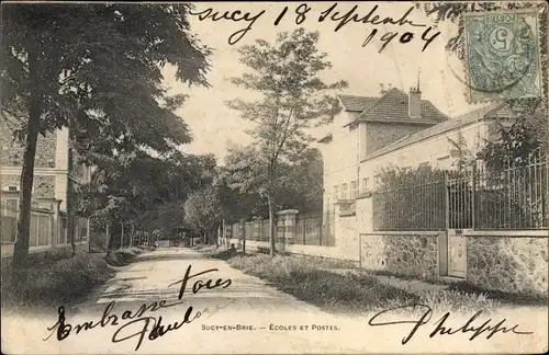 Ak Sucy en Brie Val-de-Marne, Écoles et Postes