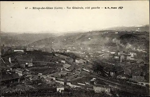 Ak Rive de Gier Loire, Vue générale, cote gauche