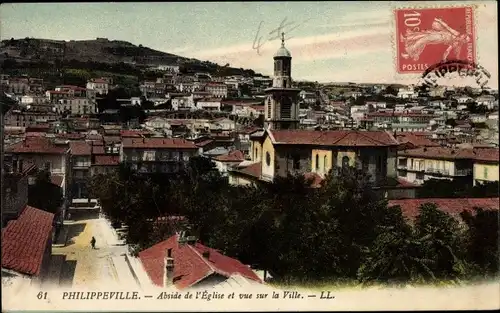 Ak Philippeville Wallonien Namur, Abside de l'Église et vue sur la Ville