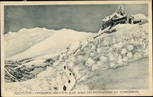 Ak Szklarska Poręba Schreiberhau Riesengebirge Schlesien, Hochsteinbaude, Isergebirge, Winter