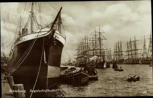 Ak Hamburg, Segelschiffhafen, Dampfer